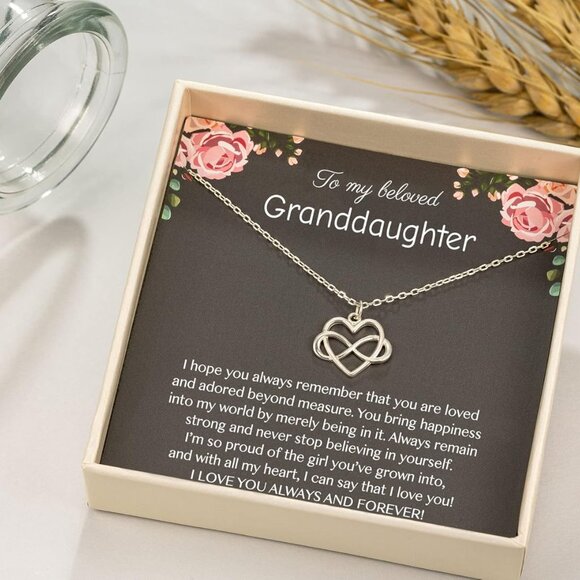 Sterling Silver Granddaughter Necklace Infinity Heart Gift for Women Birthday - Picture 4 of 6